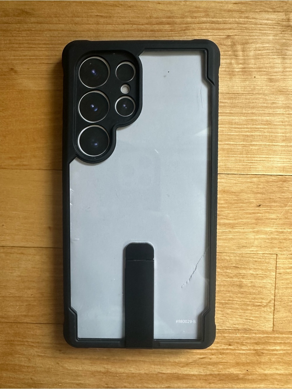 Clear Back Protective Phone Case with Black Border and Stand